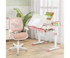Promotions Vaikiškas rašomasis stalas ir pasukama kėdė, 80x51,5x51-73 cm, rožinė