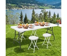 Promotions Valgomasis stalas, 180x75x73 cm, baltas, sulankstomas plastikas