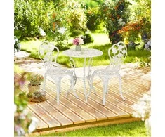 Lauko baldų komplektas Relaxdays Sodo baldų komplektas 69x60 cm baltas, lietas aliuminis