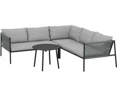 Outsunny sodo baldų komplektas, poliratano poilsio komplektas su kampine sofa, stalas, pagalvėlės, atsparus oro sąlygoms, sėdimųjų vietų komplektas 6 asmenims, lauko baldų komplektas balkonui, sodo poilsio zona, terasos baldai sodui, balkonui, tamsiai pilka