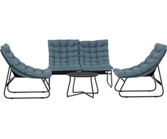 Lauko baldų komplektas "Outsunny" plieninių sodo baldų komplektas 4 asmenų oro sąlygoms atsparus balkono baldų komplektas su 2 vietų sofa, foteliu, šoniniu staliuku, sėdyne, pagalvėle, lauko sėdimųjų vietų grupe, kiemo baldų komplektu, skirtu sodo terasai, balkonui, pilkos spalvos