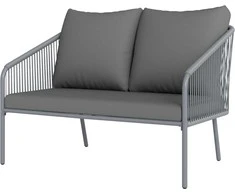 Lauko baldų komplektas Outsunny sodo sofa su pagalvėmis 2 vietų rotango sofa lauko poilsio sofa balkono sofa rotango sofa sodo poilsio zona polirotango sodo baldai balkono baldai 112 x 72 x 76 cm pilka