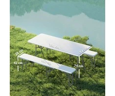 Lauko baldų komplektas "Outsunny" alaus palapinės komplektas, sulankstomas 3 dalių stovyklavimo stalo komplektas, 2 alaus suolai su rankena, palapinės komplektas, alaus stalo komplektas balkonui, sodui, vakarėlių palapinei 180 x 74 x 74 cm