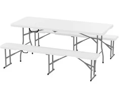 Lauko baldų komplektas "Outsunny" alaus palapinės komplektas, sulankstomas 3 dalių stovyklavimo stalo komplektas, 2 alaus suolai su rankena, palapinės komplektas, alaus stalo komplektas balkonui, sodui, vakarėlių palapinei 180 x 74 x 74 cm