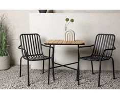 Lauko baldų komplektas Venture Design Kavinės stalo ir valgomojo kėdžių komplektas 74x70x55 cm juodas plienas ir aliuminis