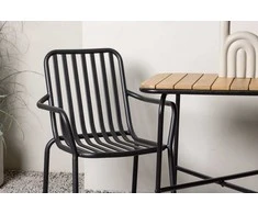 Lauko baldų komplektas Venture Design Kavinės stalo ir valgomojo kėdžių komplektas 74x70x55 cm juodas plienas ir aliuminis