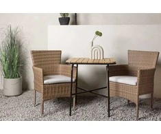 Lauko baldų komplektas Venture Design Kavinės stalo ir valgomojo kėdžių komplektas 74x70x55 cm juodas plienas ir vytelės