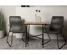 Lauko baldų komplektas Venture Design Kavinės stalo ir valgomojo kėdžių komplektas 74x70x55 cm Juodas plieno virvė