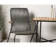 Lauko baldų komplektas Venture Design Kavinės stalo ir valgomojo kėdžių komplektas 74x70x55 cm Juodas plieno virvė
