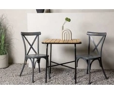 Lauko baldų komplektas Venture Design Kavinės staliuko ir valgomojo kėdės komplektas 74x70x55 cm juodas plienas ir aliuminis