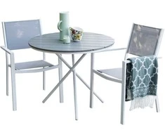 Lauko baldų komplektas Venture Design Kavinės stalo ir fotelio komplektas 90x90 cm baltas pilkas