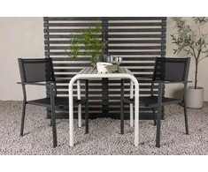 Lauko baldų komplektas Venture Design Kavinės stalas ir sulankstomų kėdžių komplektas 70x70 cm, smėlio spalvos, aliuminis