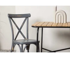 Lauko baldų komplektas Venture Design Kavinės staliuko ir valgomojo kėdės komplektas 74x70x55 cm juodas plienas ir aliuminis
