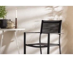 Lauko baldų komplektas Venture Design Kavinės stalas ir sulankstomų kėdžių komplektas 60 cm, smėlio spalvos ir juodos spalvos plienas
