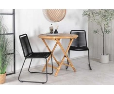 Lauko baldų komplektas Venture Design Kavinės stalas ir sulankstoma kėdė, 80 cm, juodas bambukas