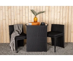 Lauko baldų komplektas Venture Design Kavinės komplektas, Savana, Stalas: 75x66x50 cm Kėdė: 71x55x45 cm, Juoda
