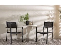 Lauko baldų komplektas Venture Design Kavinės stalas ir sulankstomų kėdžių komplektas 60 cm, smėlio spalvos ir juodos spalvos plienas