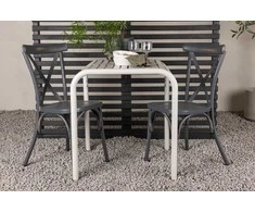 Lauko baldų komplektas Venture Design Kavos staliuko ir valgomojo kėdžių komplektas 70x70 cm, smėlio spalvos, aliuminis