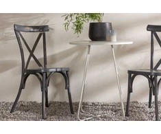 Lauko baldų komplektas Venture Design Kavos staliuko ir valgomojo kėdžių komplektas 60 cm, smėlio spalvos ir juodos spalvos, plienas ir aliuminis