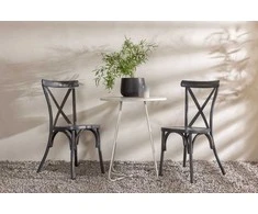 Lauko baldų komplektas Venture Design Kavos staliuko ir valgomojo kėdžių komplektas 60 cm, smėlio spalvos ir juodos spalvos, plienas ir aliuminis