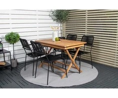 Lauko baldų komplektas Venture Design Valgomojo stalas ir fotelių komplektas Kenya 120x70x75 cm Juodas tikas Plieninė virvė