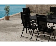 Lauko baldų komplektas Venture Design Valgomojo komplektas Giardini stalas su 6 Levanzo kėdėmis, juodas plienas, lauko