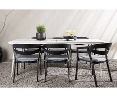 Lauko baldų komplektas Venture Design Valgomojo stalas ir kėdžių komplektas Lina 200x90 cm, smėlio spalvos, aliuminis
