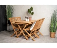 Lauko baldų komplektas Venture Design Valgomojo stalas ir sulankstomos kėdės rinkinys 120x70x75 cm, tiksmedis