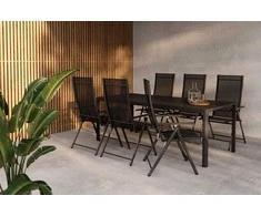 Lauko baldų komplektas Venture Design Valgomojo komplektas Giardini valgomojo stalas ir Levanzo kėdės juodos spalvos aliuminis ir plienas