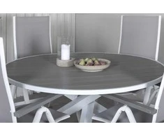 Lauko baldų komplektas Venture Design Valgomojo komplektas Parma stalas 140 cm baltas sulankstomas