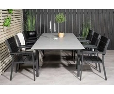 Lauko baldų komplektas Venture Design Valgomojo stalas ir kėdžių komplektas Levels 160x240x90 cm Juoda Aintwood