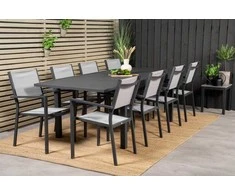 Lauko baldų komplektas Venture Design Valgomojo stalas ir fotelio komplektas 160x240x100x75 cm juodas Textilene