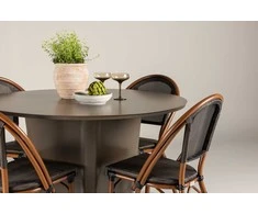 Lauko baldų komplektas Venture Design Valgomojo komplektas Santa Fe valgomojo stalas ir Guarda Café kėdė 120 cm ruda juoda aliuminis