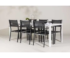 Lauko baldų komplektas Venture Design Valgomojo komplektas Break ir Copacabana 205x75 cm Balta Juoda Lauko baldai