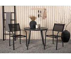 Lauko baldų komplektas Venture Design Valgomojo stalas ir fotelių komplektas 90x90 cm juodas