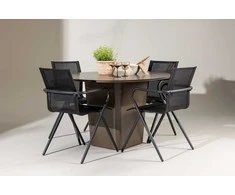 Lauko baldų komplektas Venture Design Valgomojo komplektas Santa Fe valgomojo stalas ir Alina kėdės 120 cm ruda juoda aliuminis