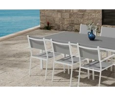 Lauko baldų komplektas Venture Design Valgomojo komplektas Break stalas su 6 Copacabana kėdėmis, pilka