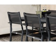 Lauko baldų komplektas Venture Design Valgomojo stalas ir kėdžių komplektas Borneo Copacabana 200x100x75 cm Juodas Aliuminis