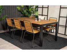 Lauko baldų komplektas Venture Design Valgomojo stalas ir kėdžių komplektas 200x100 cm juoda mediena
