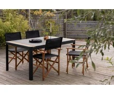 Lauko baldų komplektas Venture Design Valgomojo stalas ir kėdžių komplektas 150x100 cm juodas, tikmedis, akacija