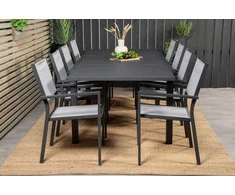 Lauko baldų komplektas Venture Design Valgomojo stalas ir fotelio komplektas 160x240x100x75 cm juodas Textilene