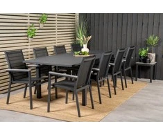 Lauko baldų komplektas Venture Design Valgomojo stalas ir fotelio komplektas Marbella Parma 160x240x100x75 cm Juodas