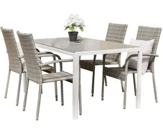 Lauko baldų komplektas Venture Design Valgomojo stalas ir fotelio komplektas 205x90 cm pilkas aliuminis dėvimasis