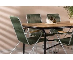 Lauko baldų komplektas Venture Design Valgomojo stalas ir kėdžių komplektas Holmbeck ir Bois 200x90x75 cm juodas žalias plieno virvė