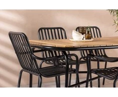 Lauko baldų komplektas Venture Design Valgomojo stalo ir kėdžių komplektas Holmbeck ir Peking 200x90x75 cm juodas plienas ir aliuminis