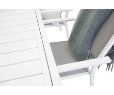 Lauko baldų komplektas Venture Design Valgomojo stalas ir kėdžių komplektas Marbella 160x100x75 cm baltas aliuminis