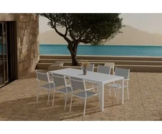 Lauko baldų komplektas Venture Design Valgomojo komplektas Break stalas su 6 Copacabana kėdėmis Balta Pilka Lauko baldai
