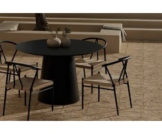 Lauko baldų komplektas Venture Design Valgomojo komplektas Lanzo stalas su 4 Alfons kėdėmis 120 cm juodas