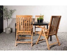 Lauko baldų komplektas Venture Design Valgomojo stalas ir sulankstomos kėdės rinkinys 150x100 cm juodas tikas