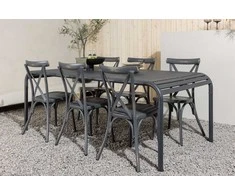 Lauko baldų komplektas Venture Design Valgomojo stalas ir kėdžių komplektas Borneo Tablas 200x100x75 cm juodas aliuminis